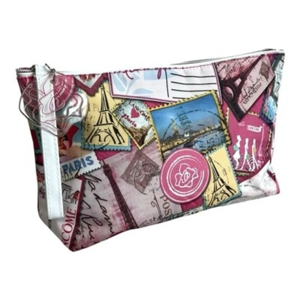 Rare LANCOME Postcard Travel Theme Clutch Cosmetic Bag Makeup Case 12x6